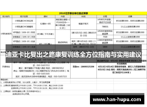 迪亚卡比复出之路康复训练全方位指南与实用建议